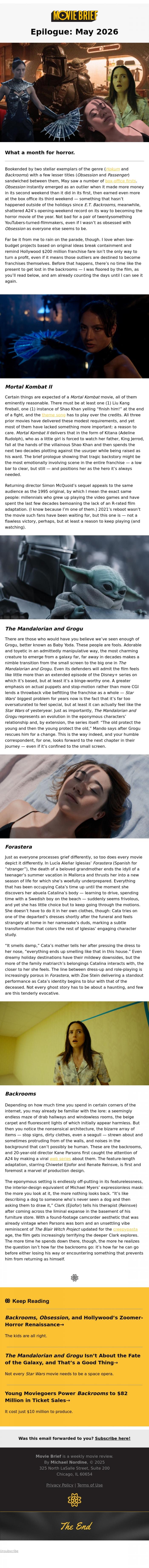 Email Design Inspiration from Movie Brief, Epilogue: May 2026