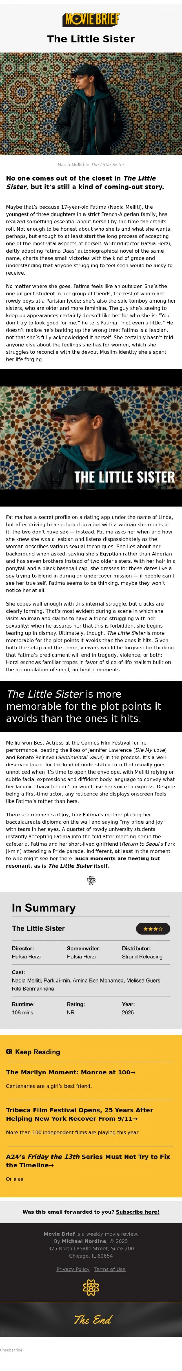 Email Design Inspiration from Movie Brief, #95: The Little Sister