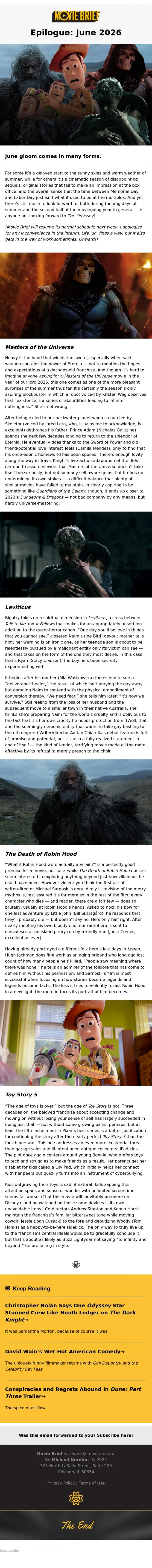 Email Design Inspiration from Movie Brief, Epilogue: June 2026