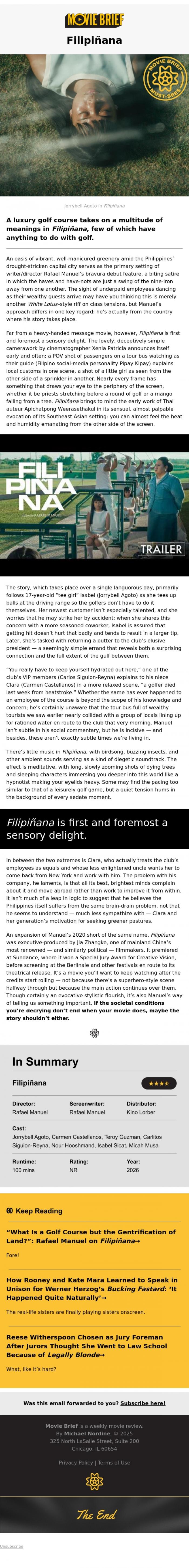 Email Design Inspiration from Movie Brief, #106: Filipi&ntilde;ana