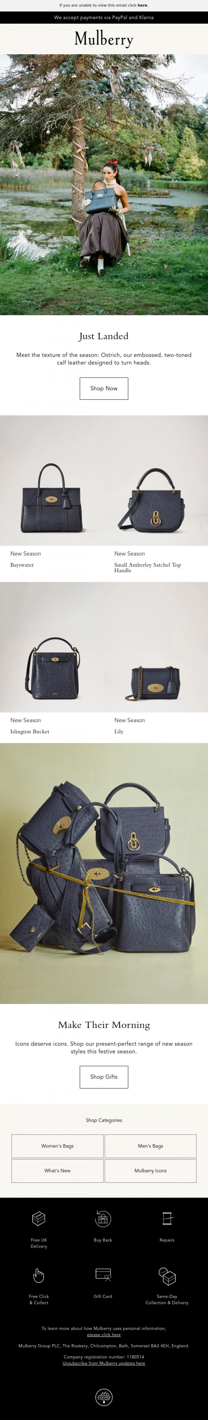 Email Design Inspiration from Mulberry, Meet the texture of the season