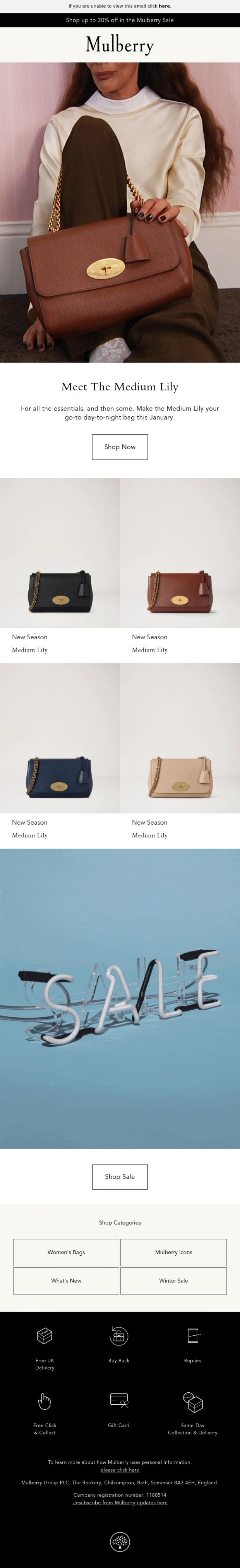 Email Design Inspiration from Mulberry, Is this the ultimate day-to-night bag?