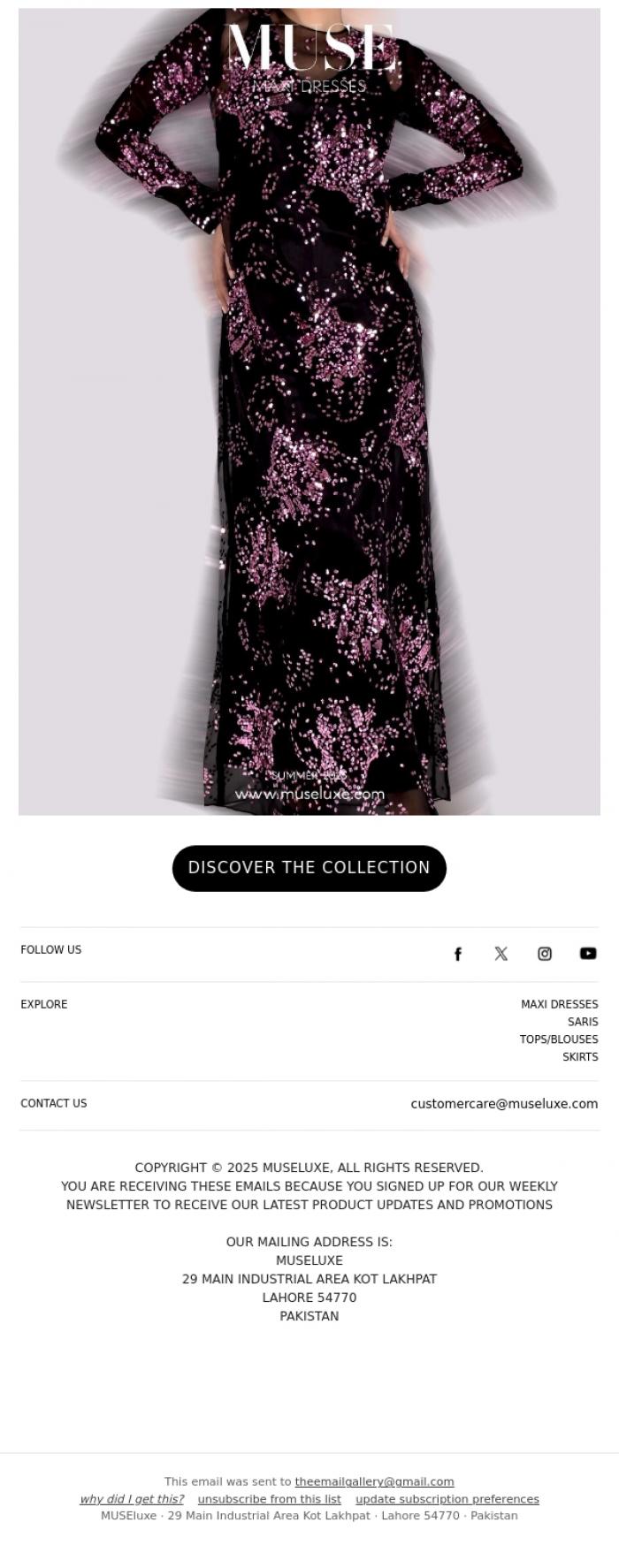 Email Design Inspiration from MUSE, MAXI DRESSES