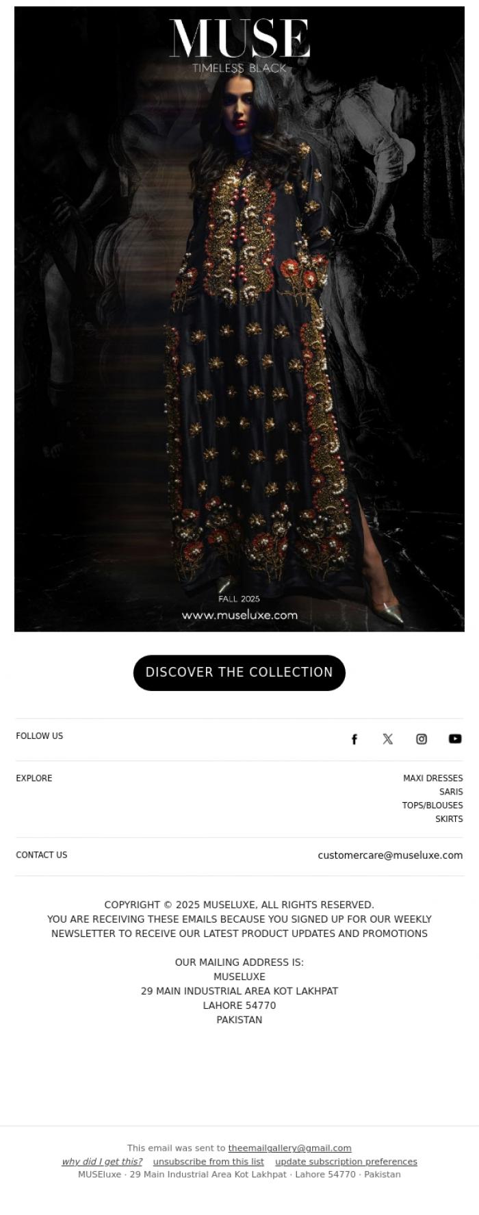 Email Design Inspiration from MUSE, MUSE TIMELESS BLACK