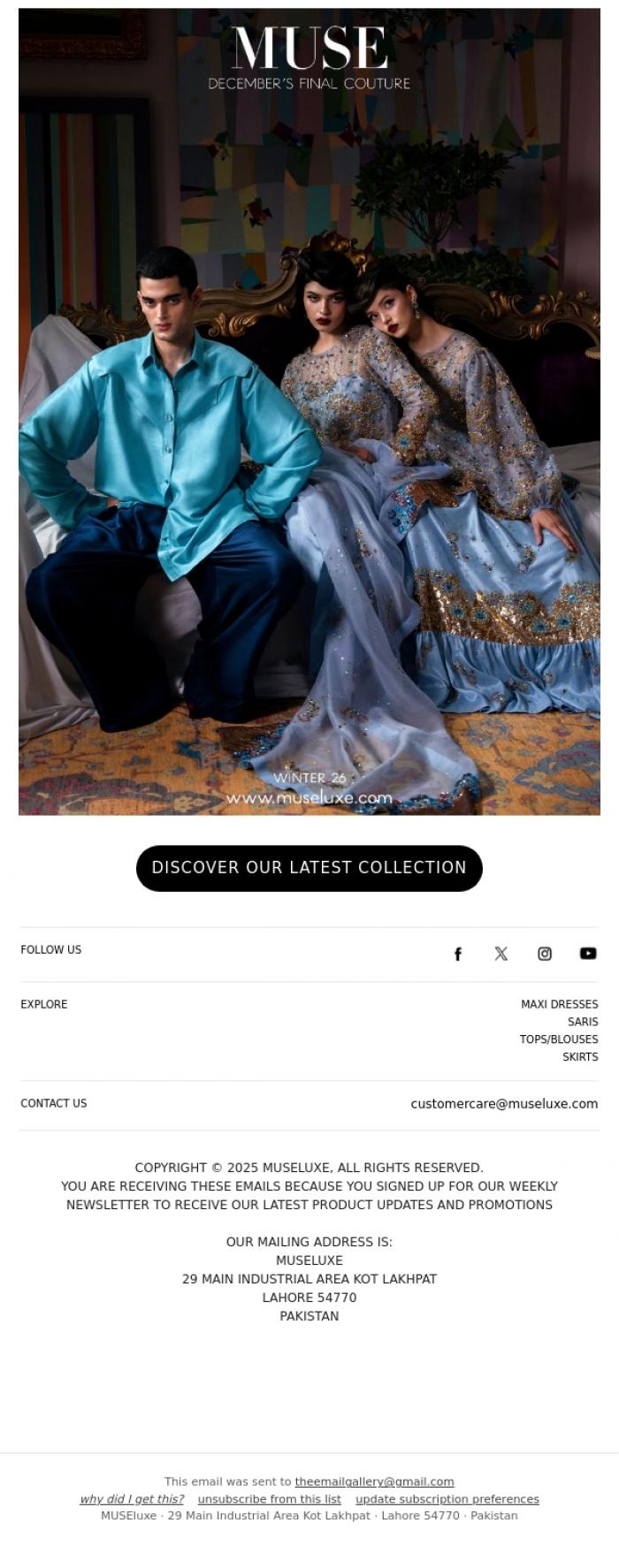 Email Design Inspiration from MUSE, DECEMBER'S FINAL COUTURE
