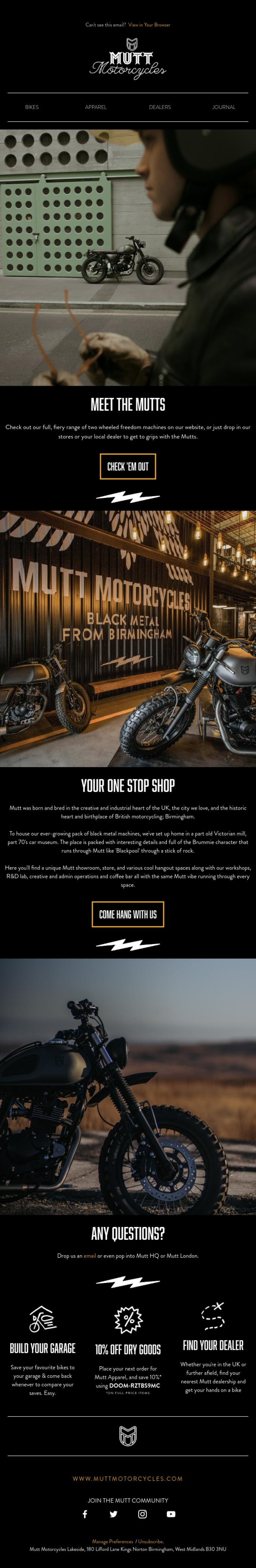 Email Design Inspiration from Mutt Motorcycles, Meet the Mutts