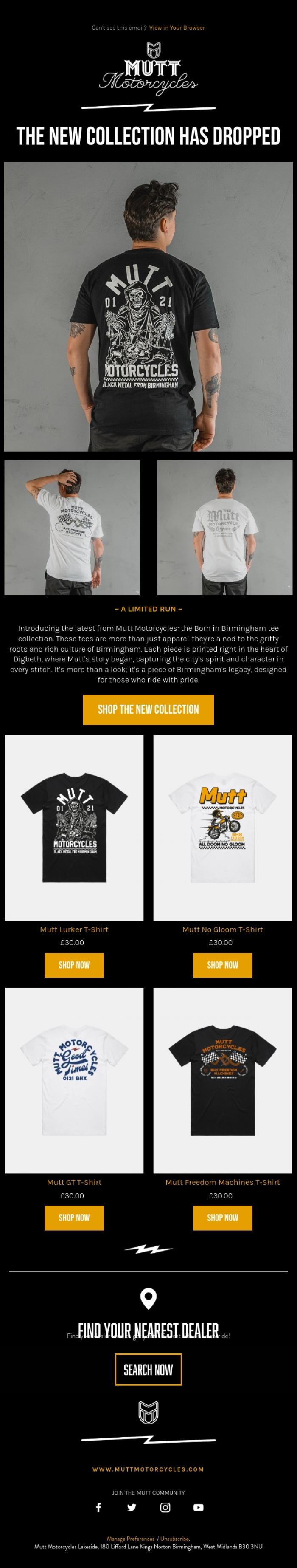 Email Design Inspiration from Mutt Motorcycles, Celebrating Our Routes 🤘🏻