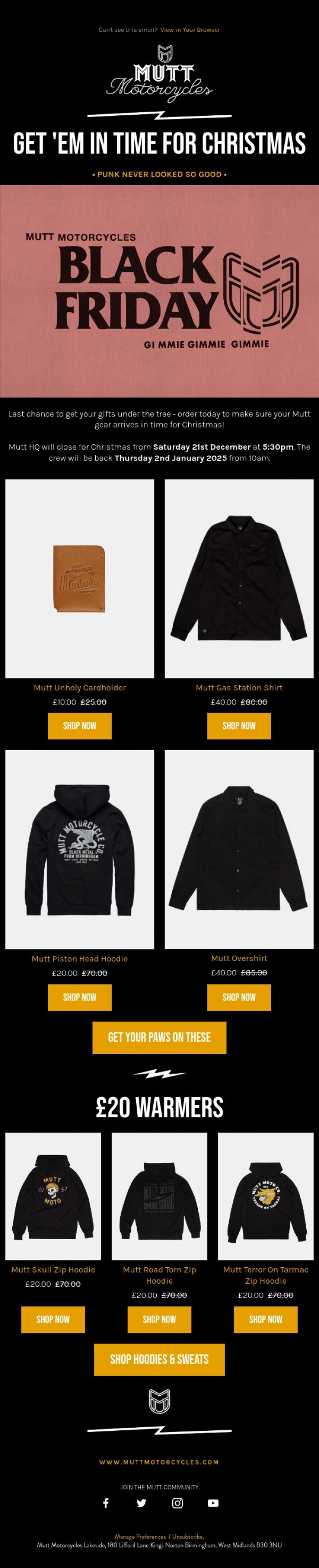 Email Design Inspiration from Mutt Motorcycles, Sale Done Right ⚡️