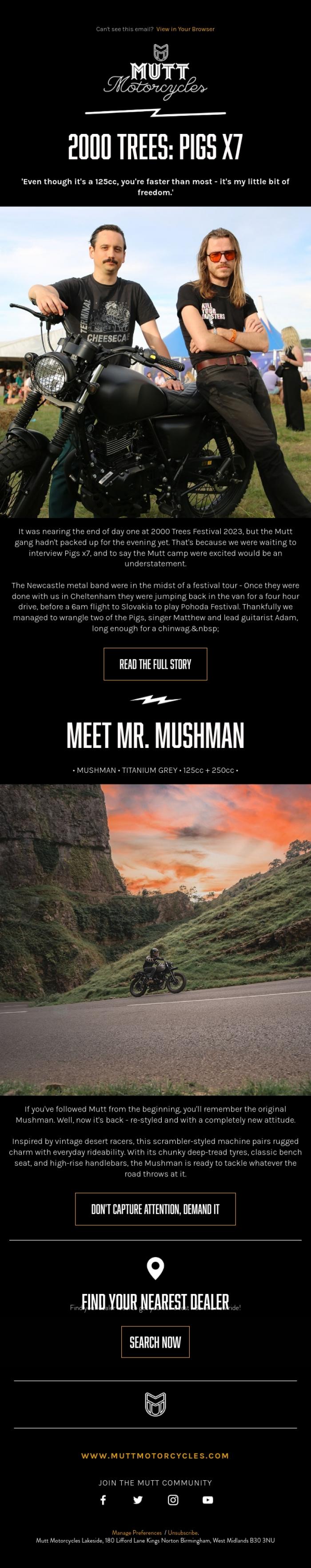 Email Design Inspiration from Mutt Motorcycles, We Wrangled Two Pigs For a Chinwag 🤘🏻