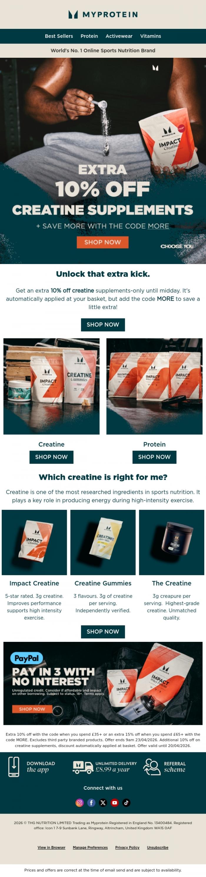 Email Design Inspiration from Myprotein, Need that extra kick? 👀