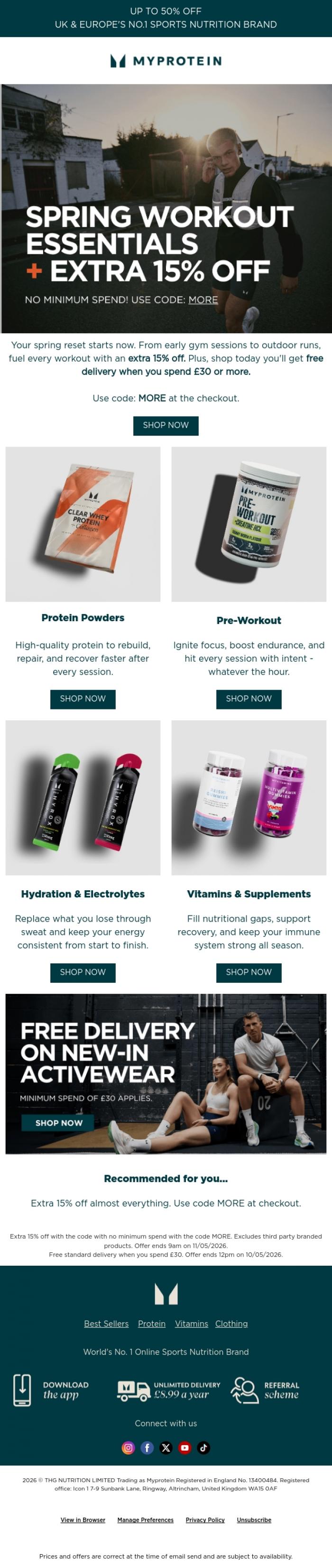 Email Design Inspiration from Myprotein, Push your goals further this spring