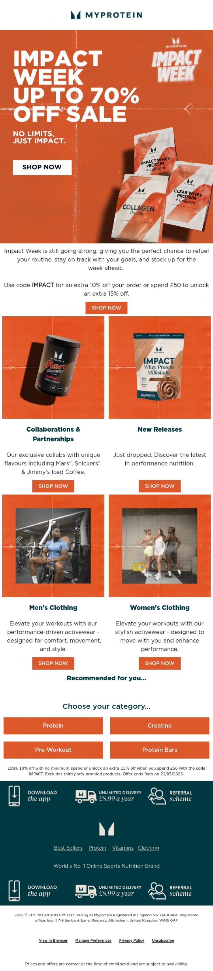 Email Design Inspiration from Myprotein, Fuel your week 🙌