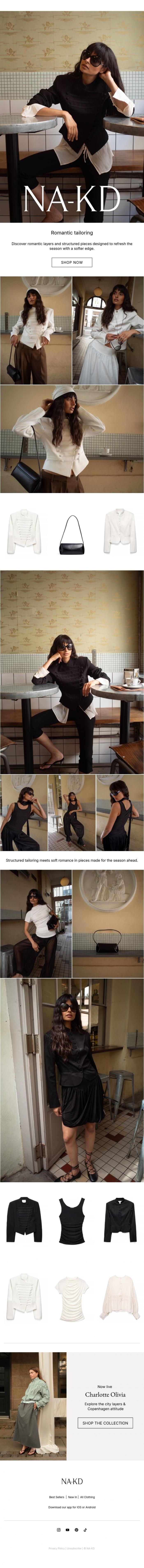 Email Design Inspiration from NA-KD.com, Romantic Tailoring