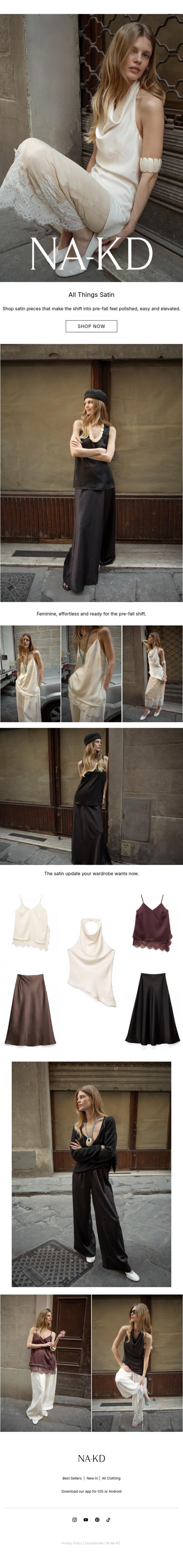 Email Design Inspiration from NA-KD.com, All Things Satin.