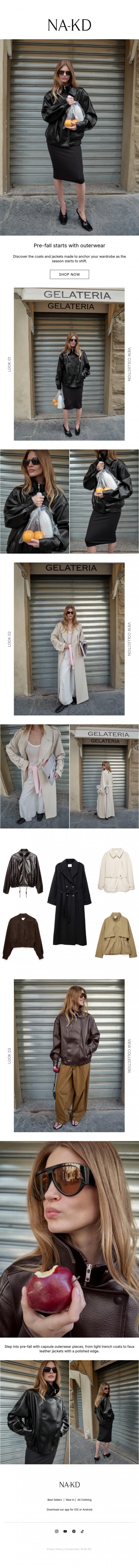 Email Design Inspiration from NA-KD.com, Pre-fall: Coats & Jackets