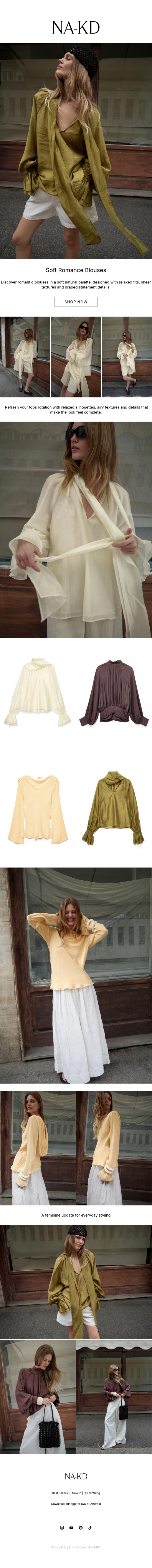 Email Design Inspiration from NA-KD.com, Soft Romance Blouses