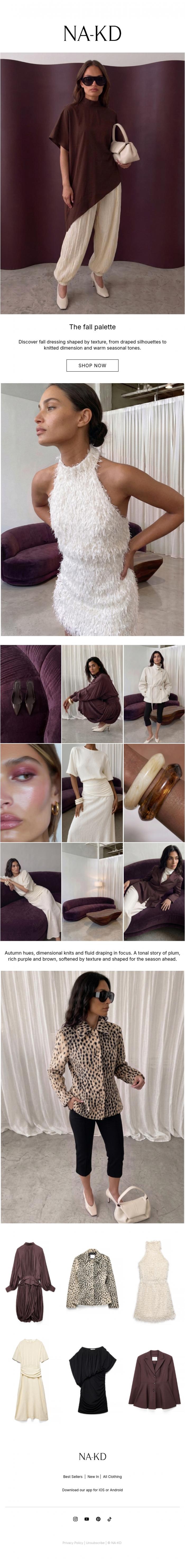Email Design Inspiration from NA-KD.com, New in: The fall palette
