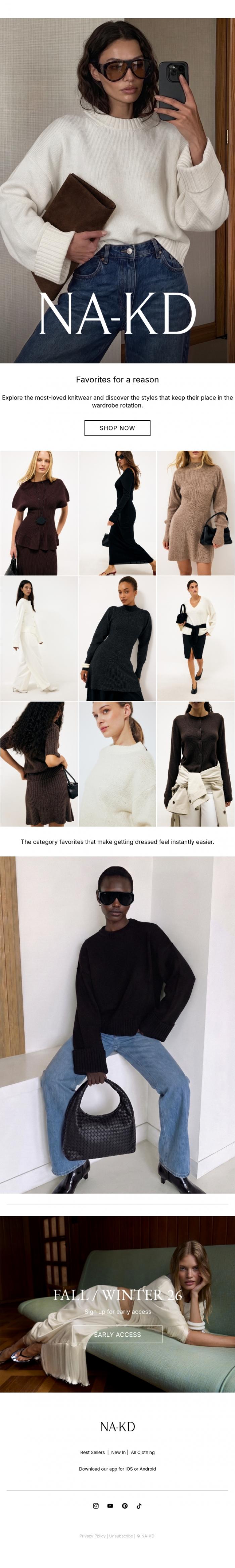 Email Design Inspiration from NA-KD.com, Most-loved knitwear