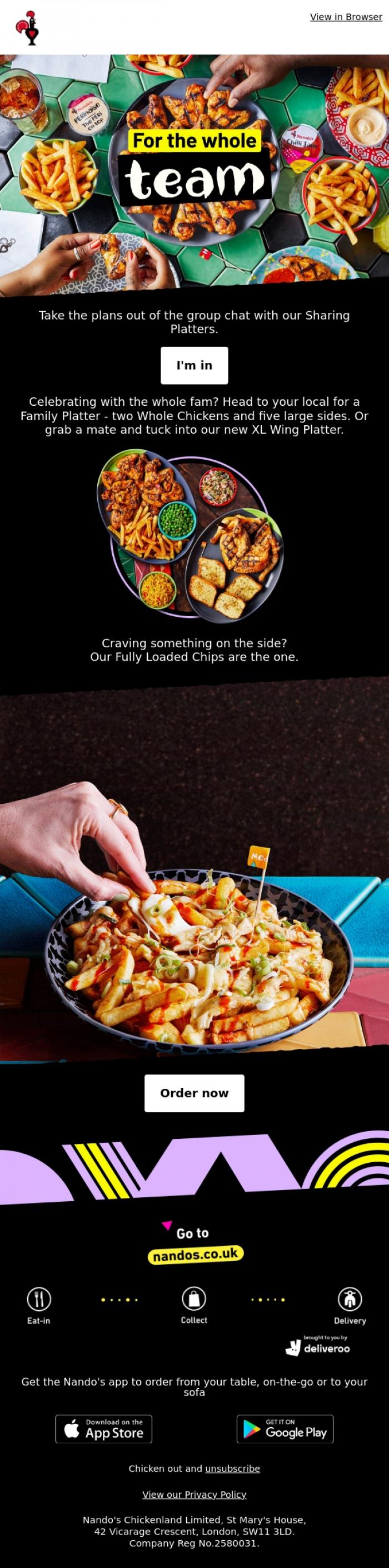 Email Design Inspiration from Nando's, Fancy a platter?