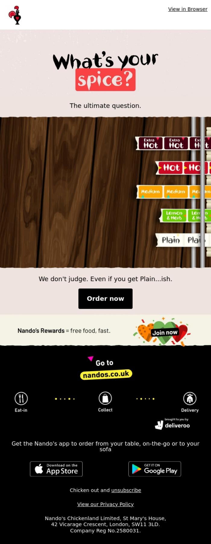 Email Design Inspiration from Nando's, Lemon & Herb or Extra Hot?