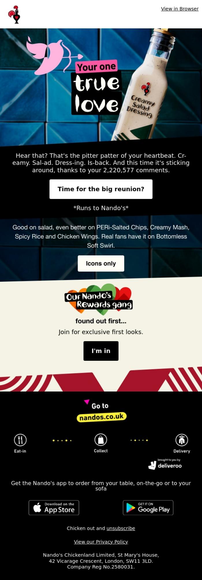 Email Design Inspiration from Nando's, What rhymes with Dreamy Ballad Blessing?