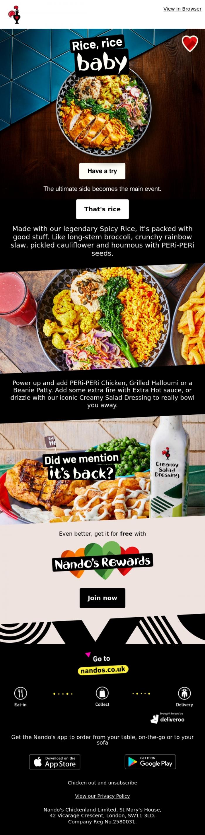Email Design Inspiration from Nando's, Love Spicy Rice?