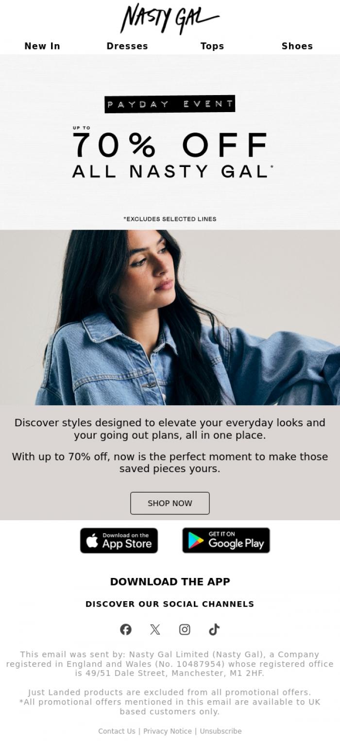 Email Design Inspiration from Nasty Gal, Your Payday Moment