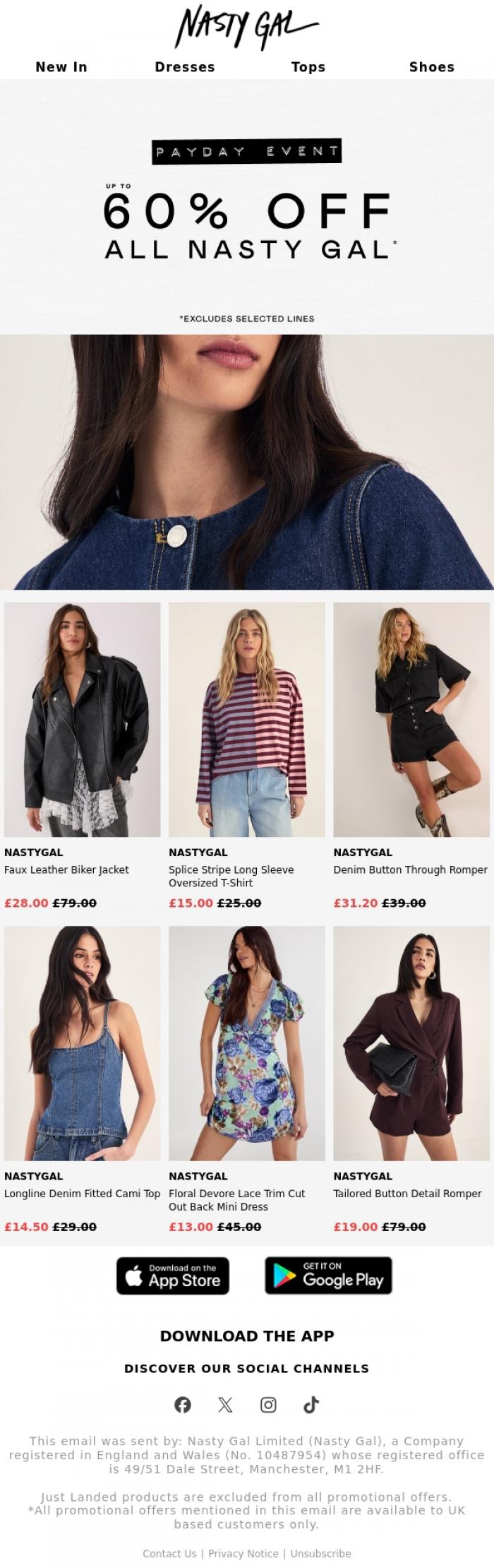 Email Design Inspiration from Nasty Gal, Payday Perks 🛍️