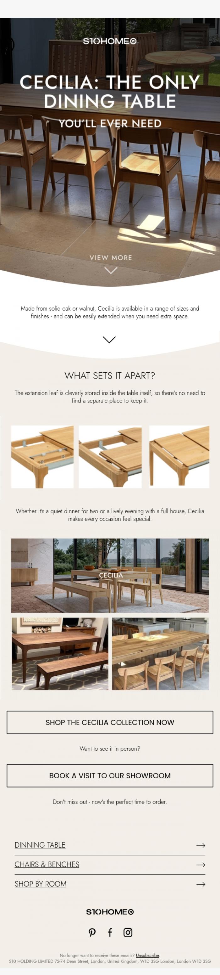 Email Design Inspiration from Natalie at S10Home, Cecilia: The Only Dining Table You'll Ever Need