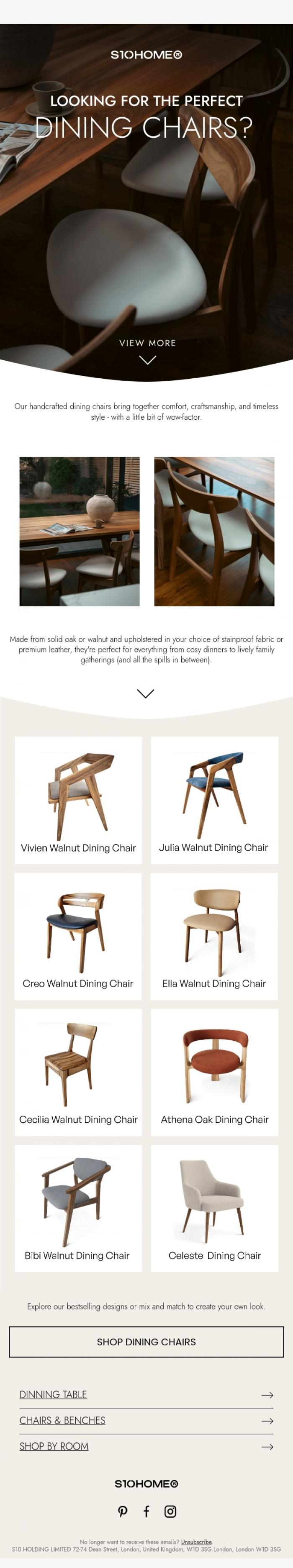Email Design Inspiration from Natalie at S10Home, Ready, steady, sit!