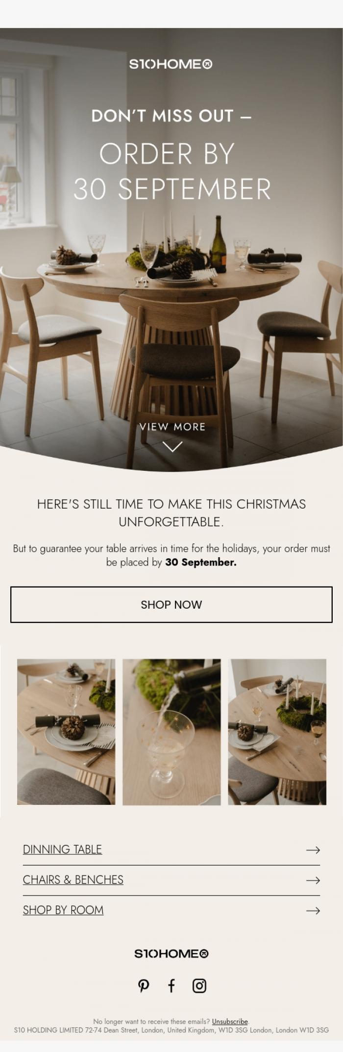 Email Design Inspiration from Natalie at S10Home, Don't miss out - order by 30 September