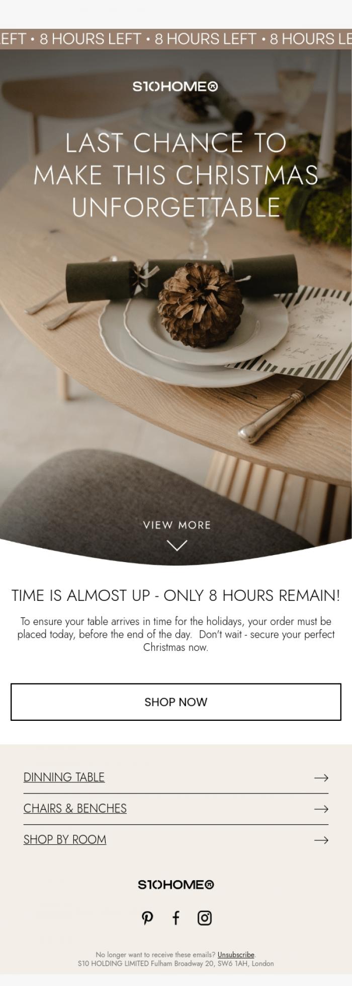 Email Design Inspiration from Natalie at S10Home, ⏳ Only 8 Hours Left - Order in Time for Christmas!