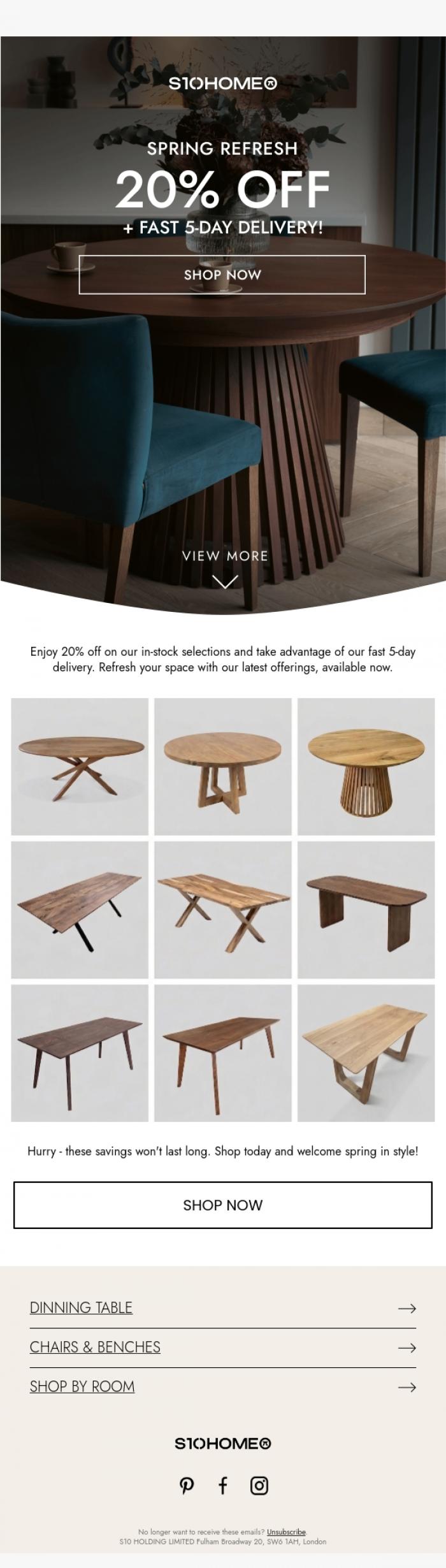 Email Design Inspiration from Natalie at S10Home, ⚡ 20% OFF on Selected Items
