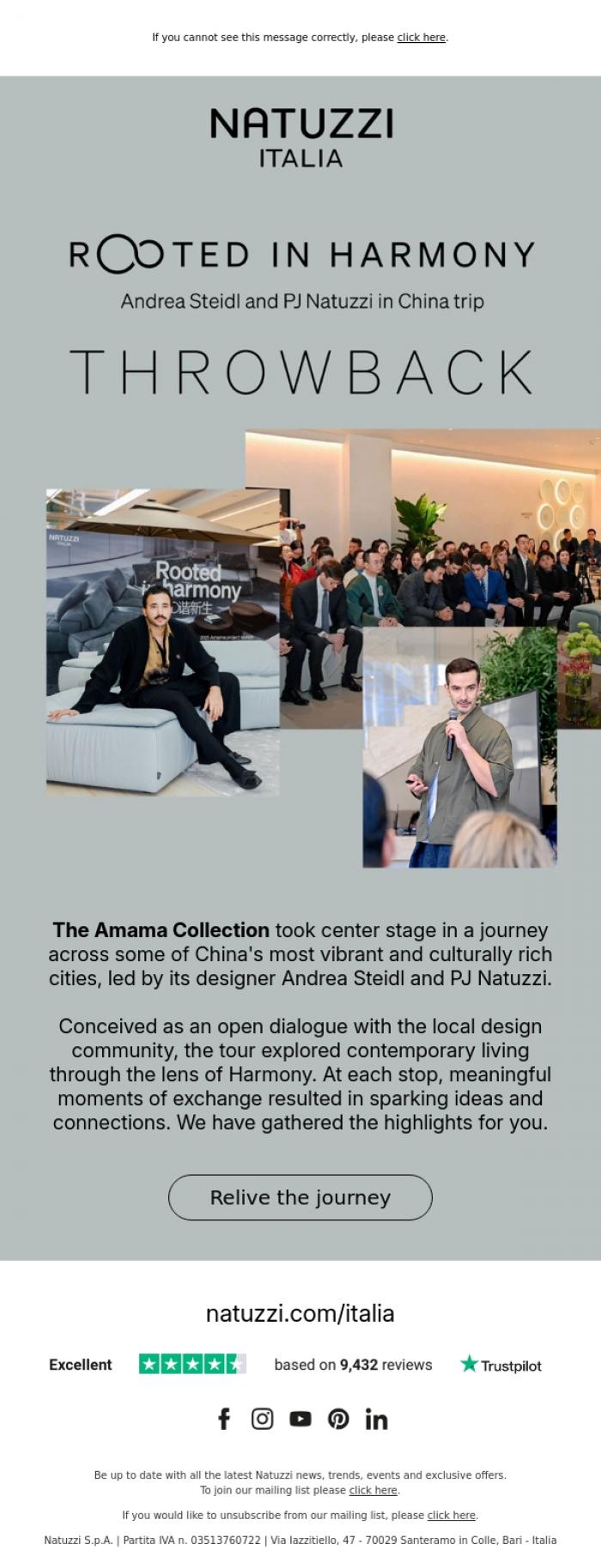 Email Design Inspiration from Natuzzi Italia, Rooted in harmony, blooming across China