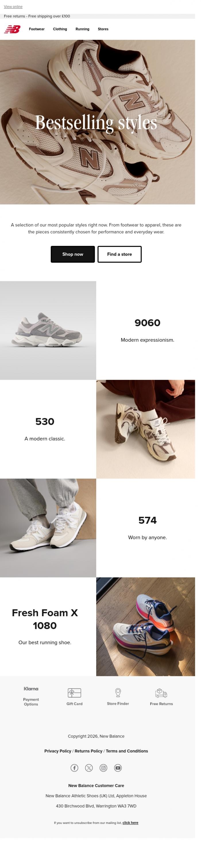 Email Design Inspiration from New Balance, This month's bestsellers
