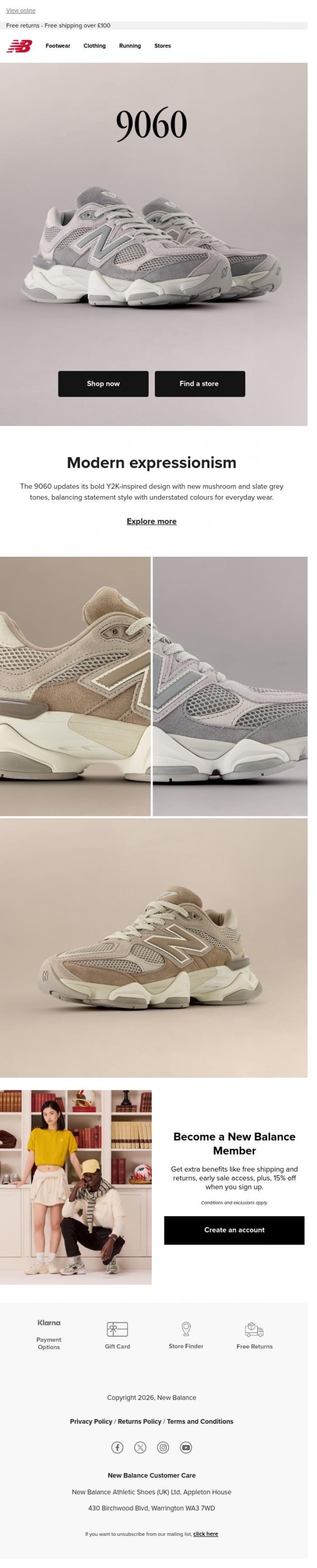 Email Design Inspiration from New Balance, Bestselling model: The 9060