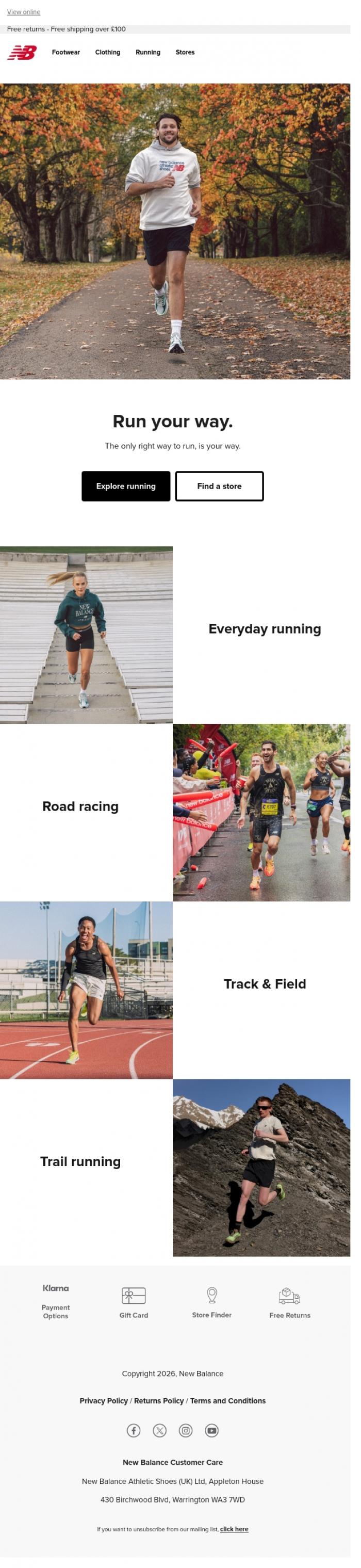 Email Design Inspiration from New Balance, Run your way.