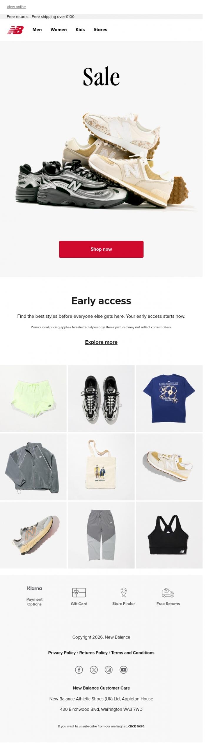 Email Design Inspiration from New Balance, Sale | You're first to know