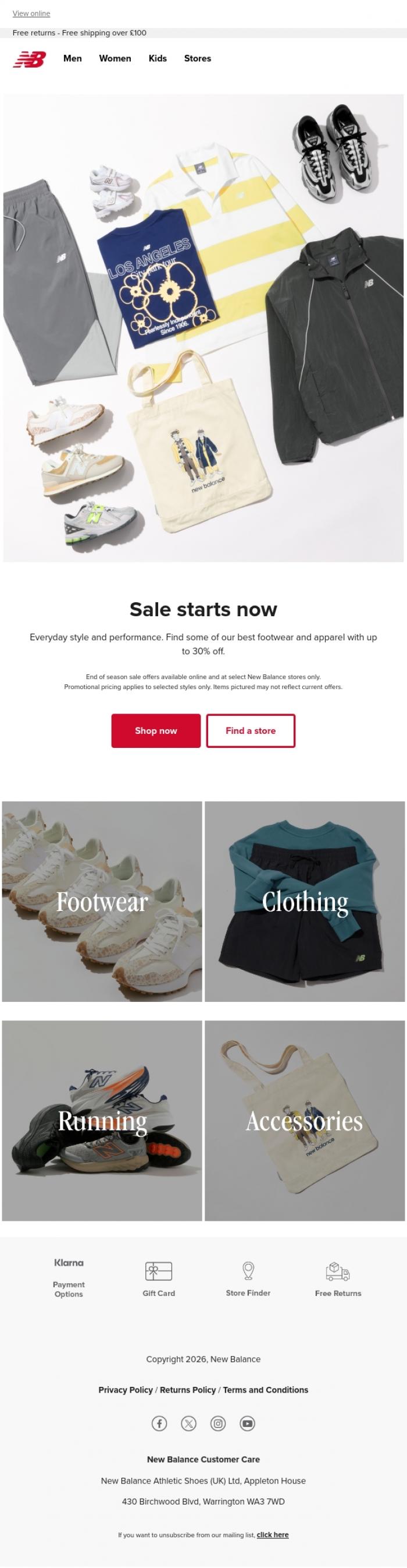 Email Design Inspiration from New Balance, Sale starts now