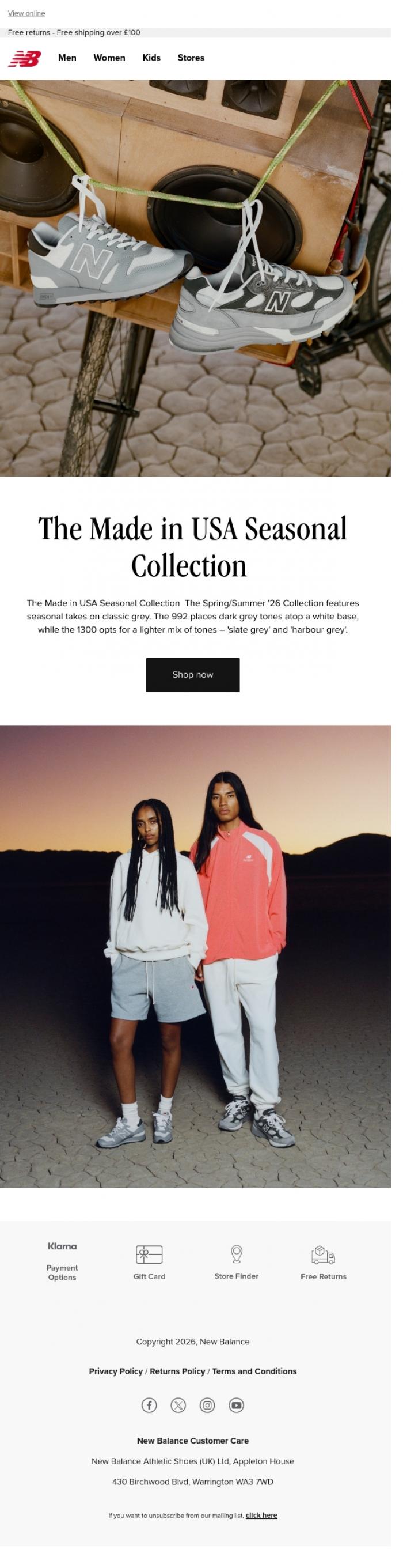 Email Design Inspiration from New Balance, The Made in USA Seasonal Collection