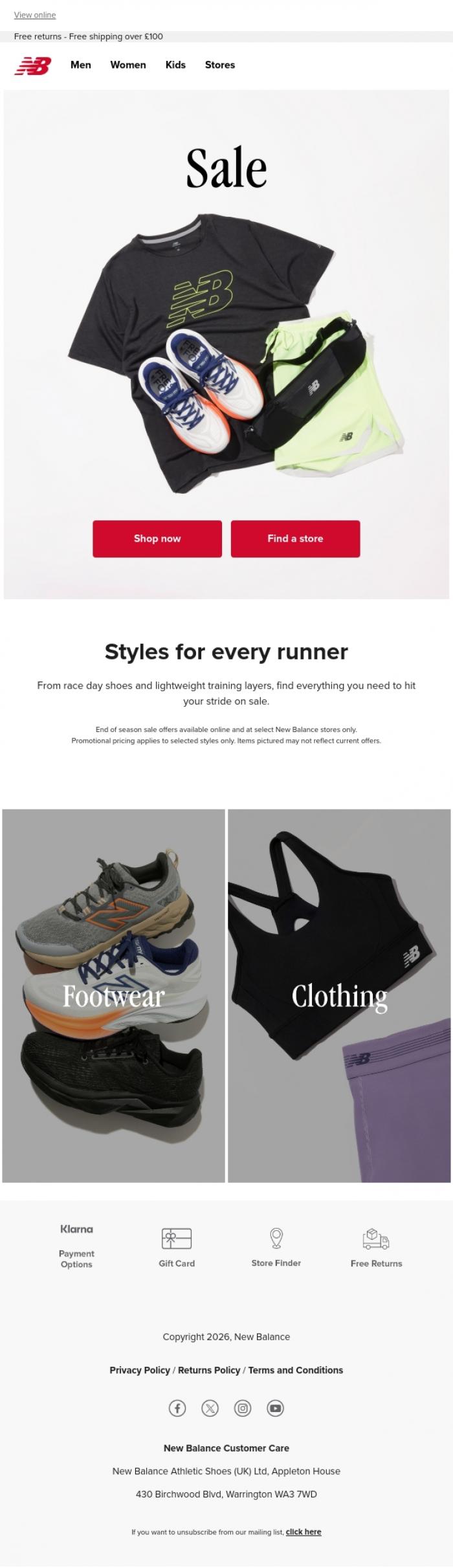 Email Design Inspiration from New Balance, Sale | Styles for every runner