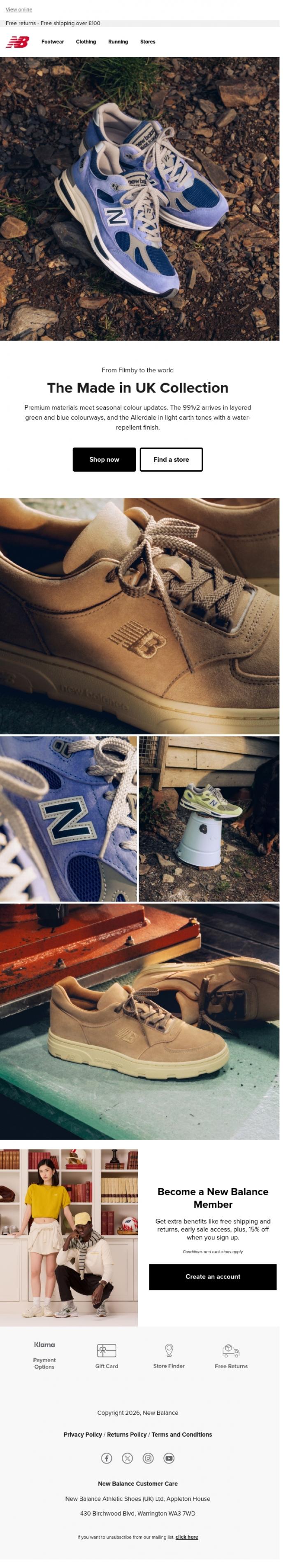 Email Design Inspiration from New Balance, New styles from Made in UK