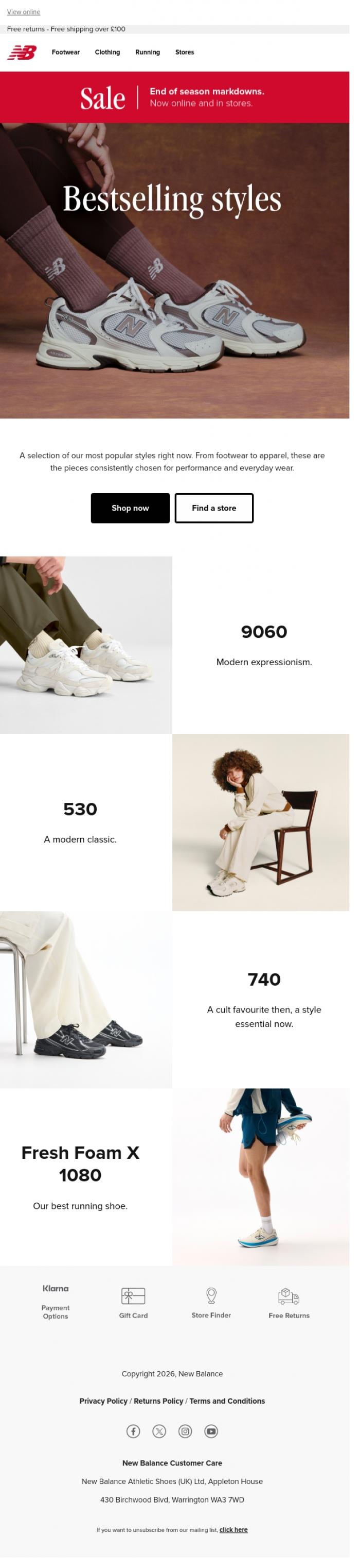 Email Design Inspiration from New Balance, This month's bestsellers