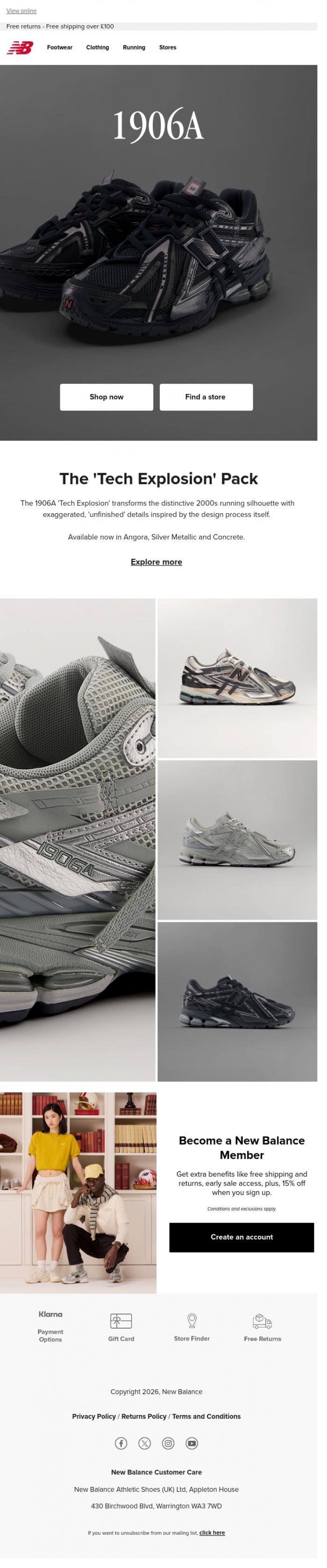Email Design Inspiration from New Balance, New colourways of the 1906A