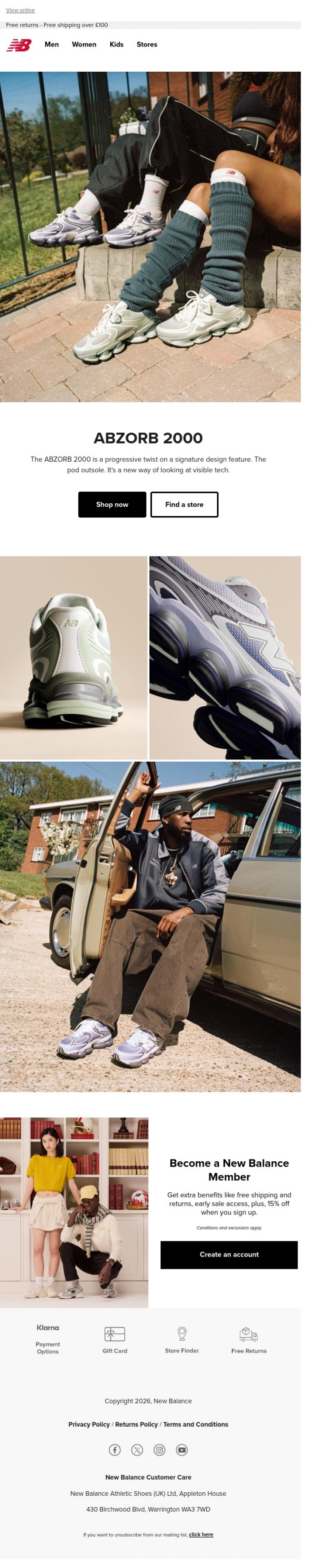 Email Design Inspiration from New Balance, A new perspective: the ABZORB 2000