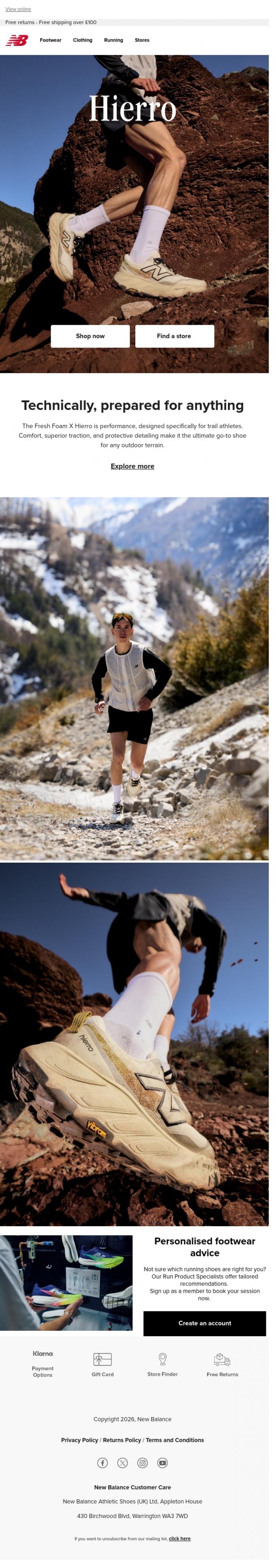 Email Design Inspiration from New Balance, The Hierro&nbsp;- Designed for the outdoors 