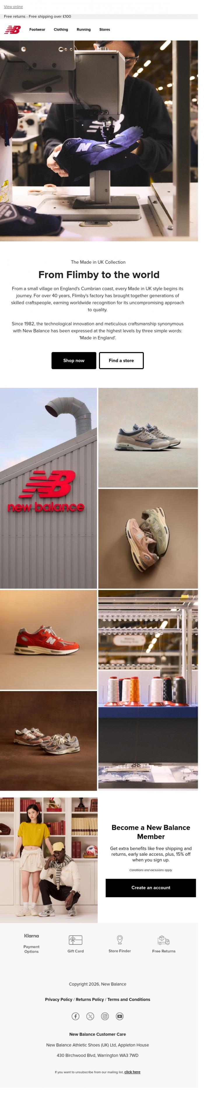 Email Design Inspiration from New Balance, New from the Made in UK Collection