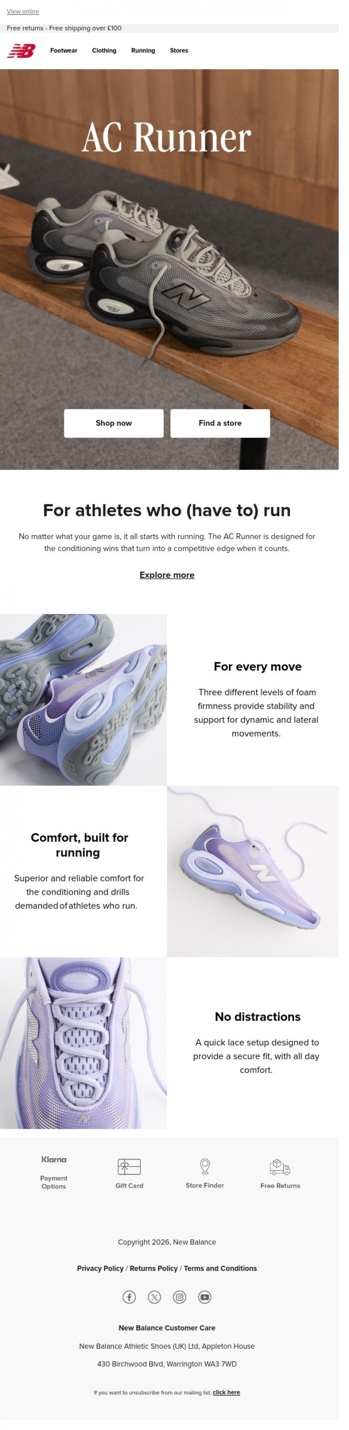Email Design Inspiration from New Balance, For athletes who (have to) run 