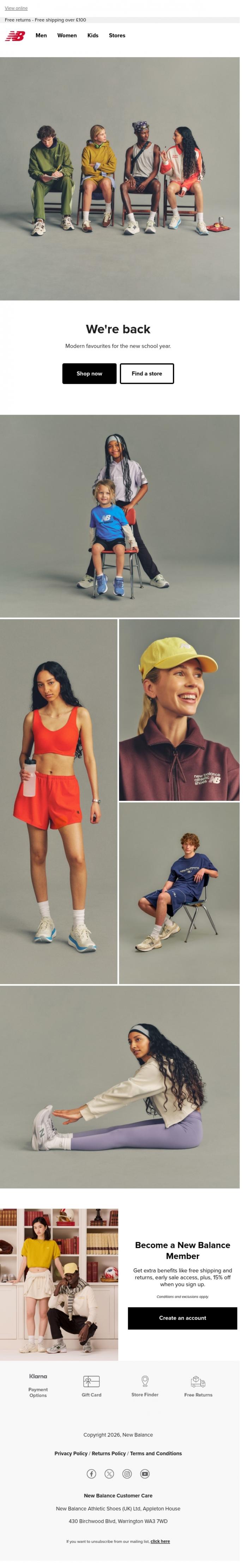 Email Design Inspiration from New Balance, Back to school styles