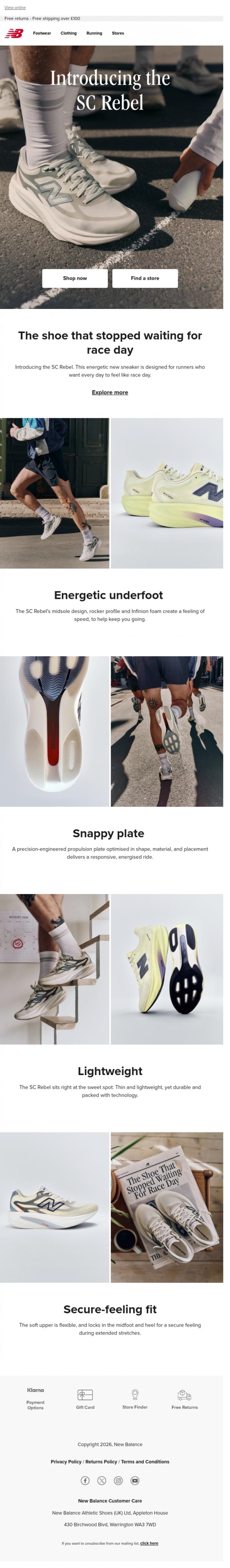 Email Design Inspiration from New Balance, Introducing the SC Rebel